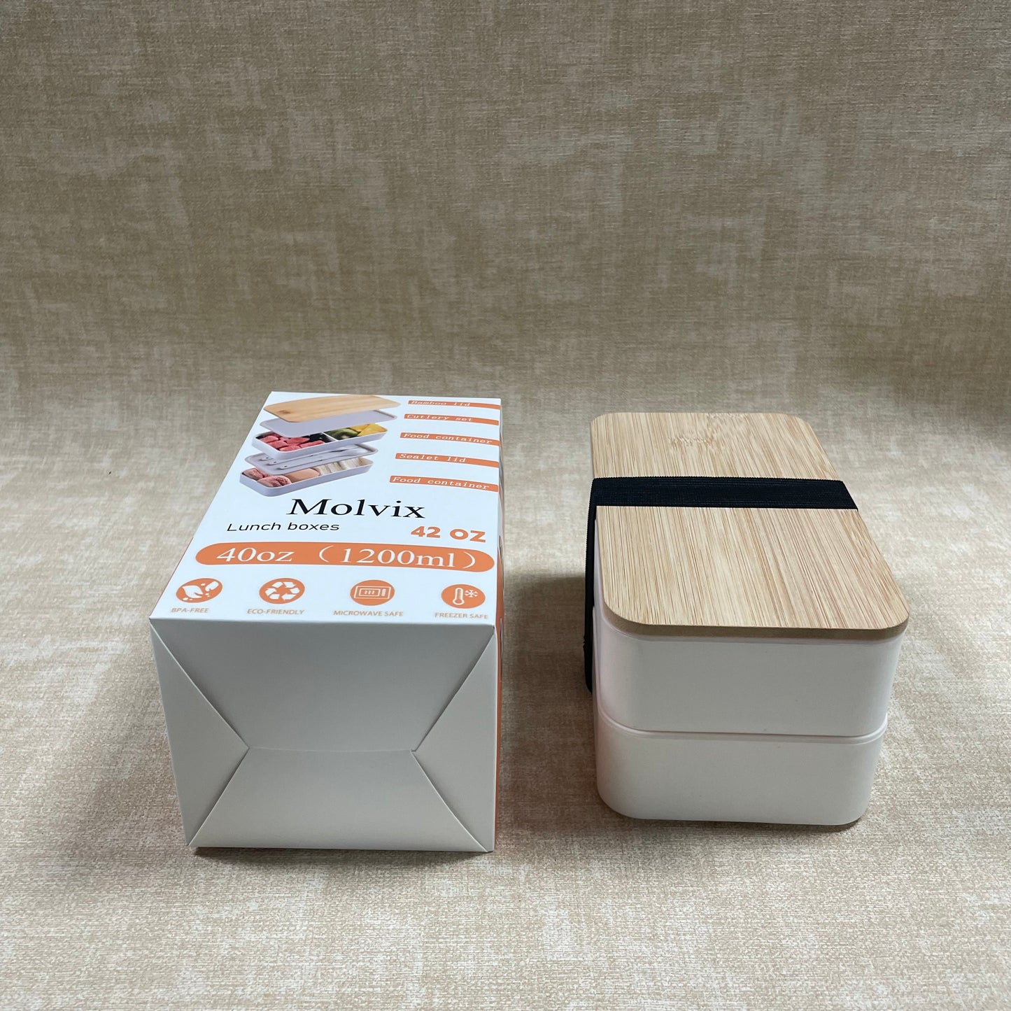 Molvix bamboo lunch box is an eco-friendly, leak-proof, and portable food container that comes with a complete cutlery set, making it perfect for enjoying fresh meals anywhere.