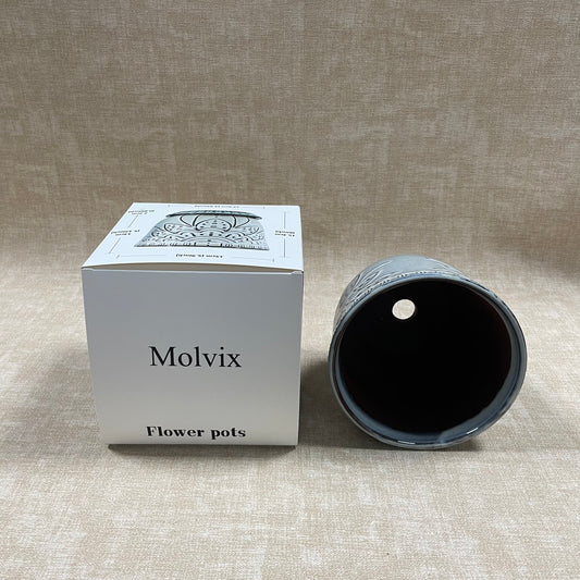 Molvix flower pot boasts a weatherproof, sleek, and chic design with exquisite patterns, making it a versatile and stylish choice for showcasing your favorite plants.
