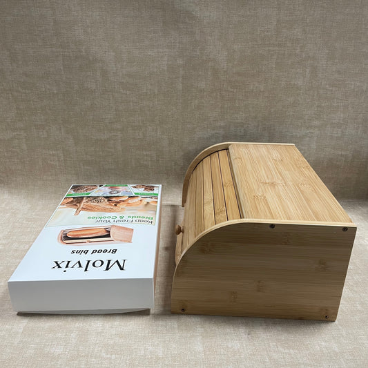 Molvix bamboo bread box offers a stylish and eco-friendly storage solution, keeping your bread and cookies fresh while adding a touch of natural elegance to your kitchen.