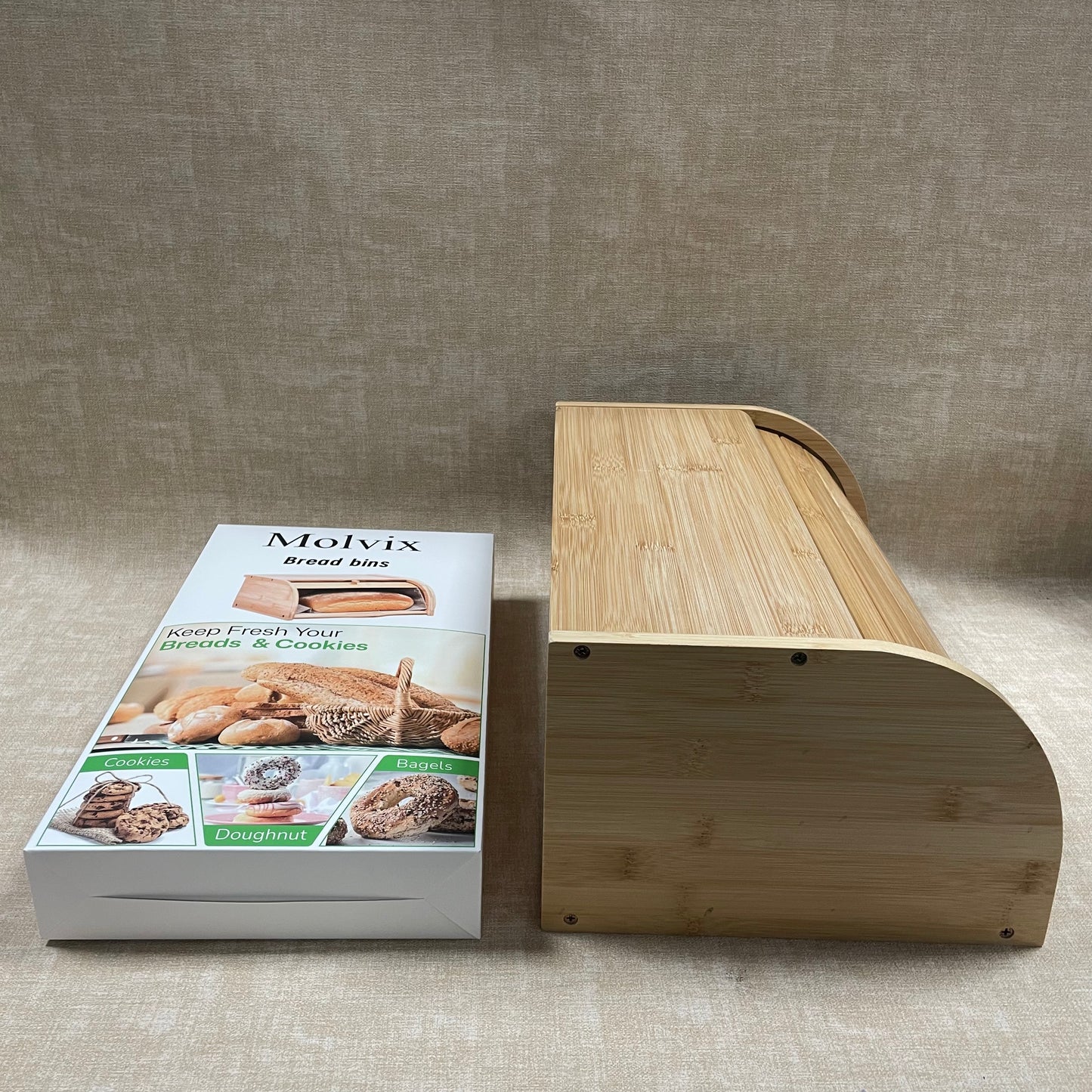 Molvix bamboo bread box offers a stylish and eco-friendly storage solution, keeping your bread and cookies fresh while adding a touch of natural elegance to your kitchen.