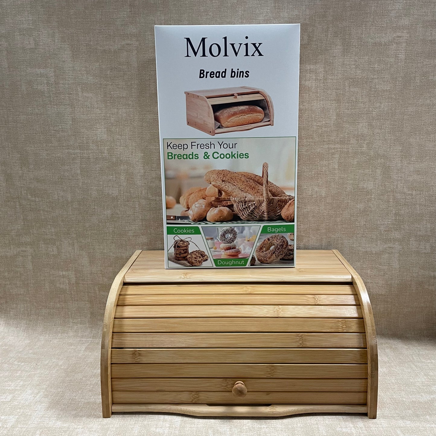 Molvix bamboo bread box offers a stylish and eco-friendly storage solution, keeping your bread and cookies fresh while adding a touch of natural elegance to your kitchen.