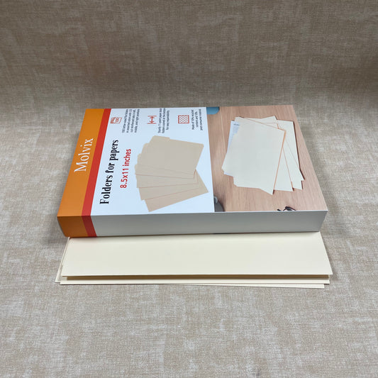 Molvix file folders in letter size are sturdy, eco-friendly (containing 10% recycled content), and feature reinforced tabs in multiple positions for easy labeling and efficient document organization.
