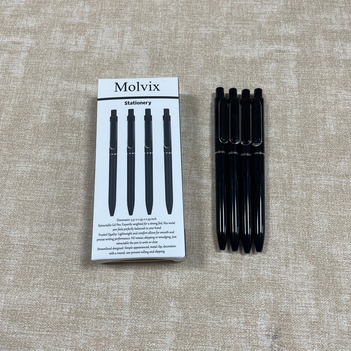 Molvix pen combines a classic black design with durable construction and an imported tip for ultra-smooth writing; it's effortlessly operational, lightweight, portable, and offers exceptional value.