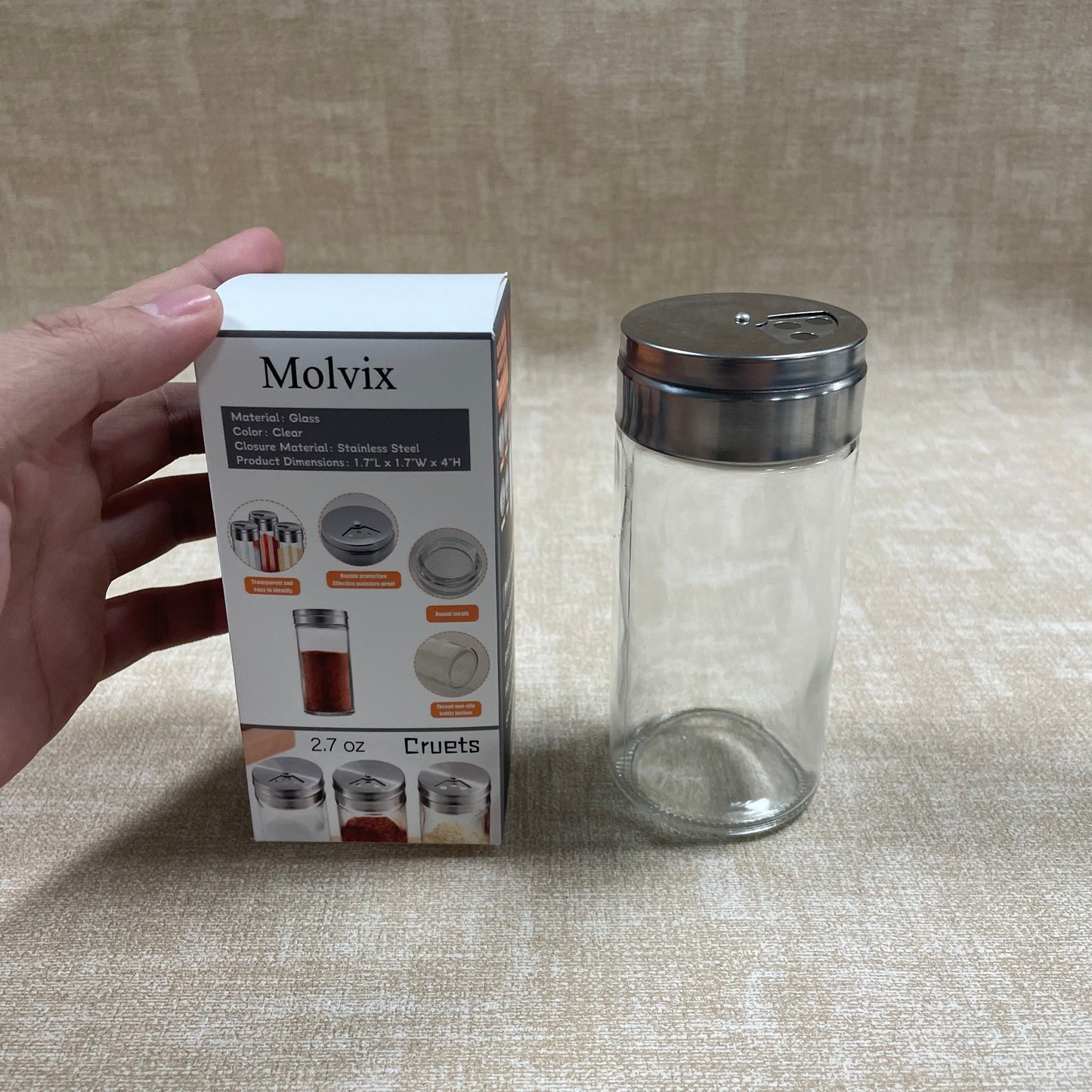 Molvix 2.7 oz Glass Cruets, the perfect blend of functionality, safety, and modern style for your kitchen seasoning storage needs.