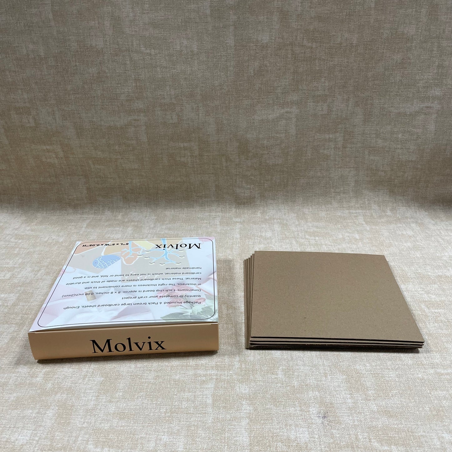Molvix brown cardboard sheets, with durable thick material, perfect 8x8 inch size, and 6-sheet pack, offer great versatility and value for all craft projects.