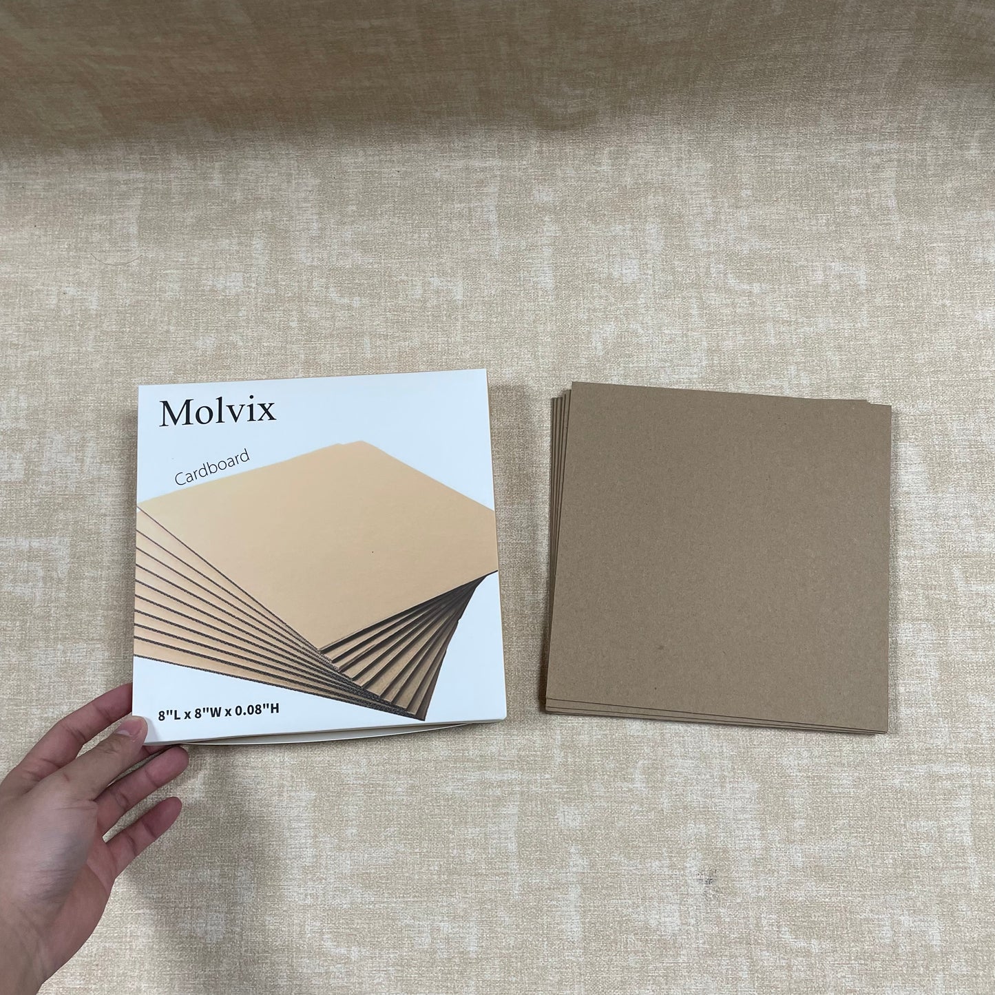 Molvix brown cardboard sheets, with durable thick material, perfect 8x8 inch size, and 6-sheet pack, offer great versatility and value for all craft projects.